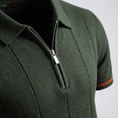 Torino Men's Quarter-Zip Polo Shirt – Short Sleeve Slim Fit