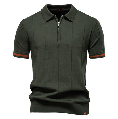 Torino Men's Quarter-Zip Polo Shirt – Short Sleeve Slim Fit