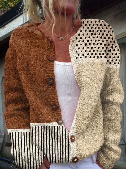 Valmira | Women's Patchwork Button Front Cardigan Sweater