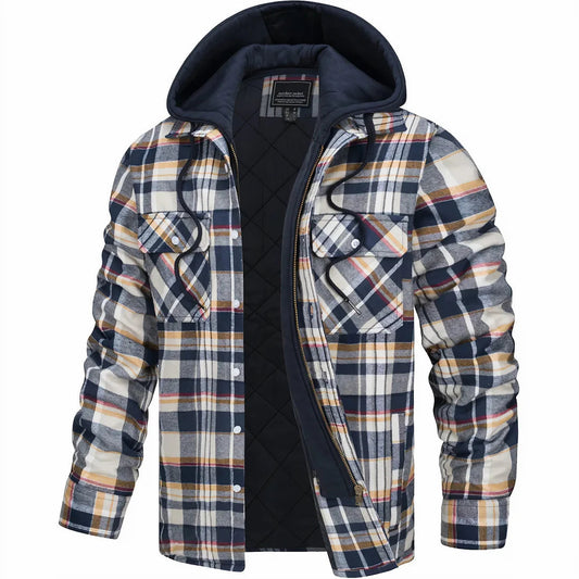 Calvane | Men's Hooded Quilted Padded Coat with Zip Front