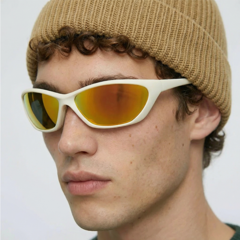 Wrap Sport Sunglasses with Mirrored Lenses