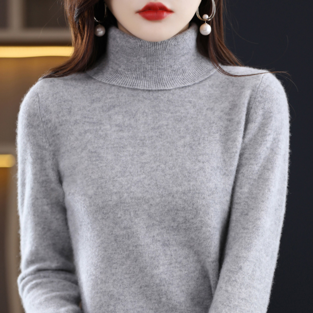 Soft knit turtleneck sweater for women with classic fit | Elara