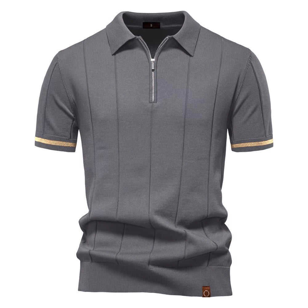 Torino Men's Quarter-Zip Polo Shirt – Short Sleeve Slim Fit