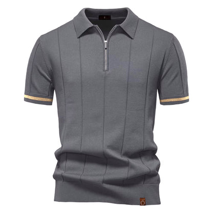 Torino Men's Quarter-Zip Polo Shirt – Short Sleeve Slim Fit