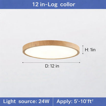 Modern LED Ceiling Light Circular Ultrathin Wood Grain Walnut Decorative Light Bedroom Dining Room Living Room Indoor Home Light