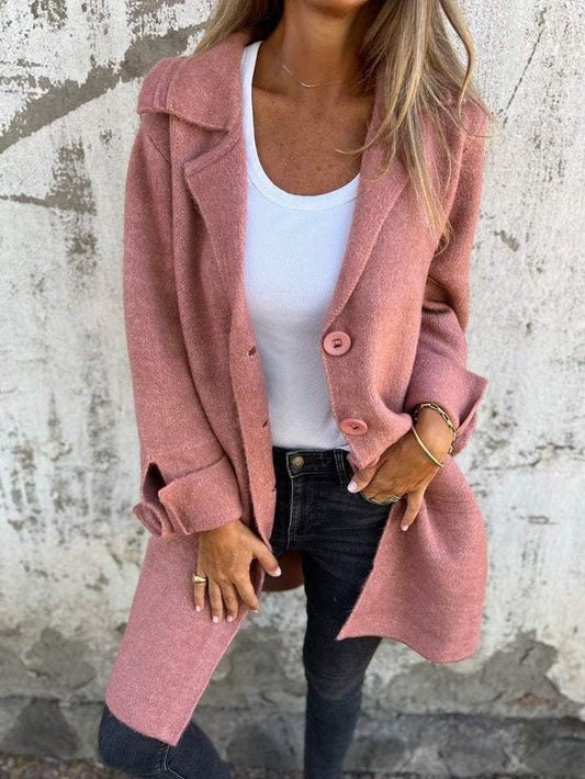 Classic lapel collar button-front coat for women | Tessa