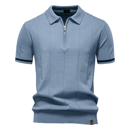 Torino Men's Quarter-Zip Polo Shirt – Short Sleeve Slim Fit