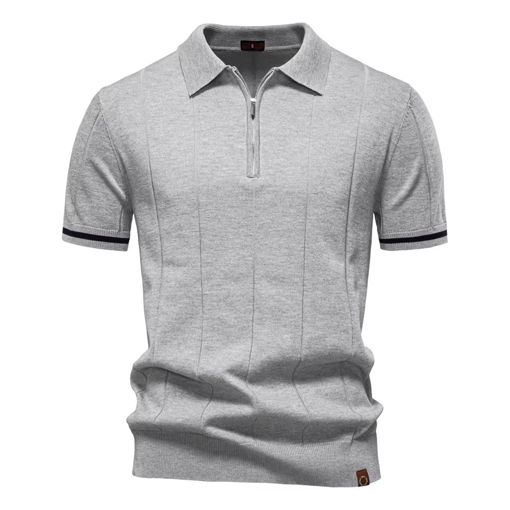 Torino Men's Quarter-Zip Polo Shirt – Short Sleeve Slim Fit