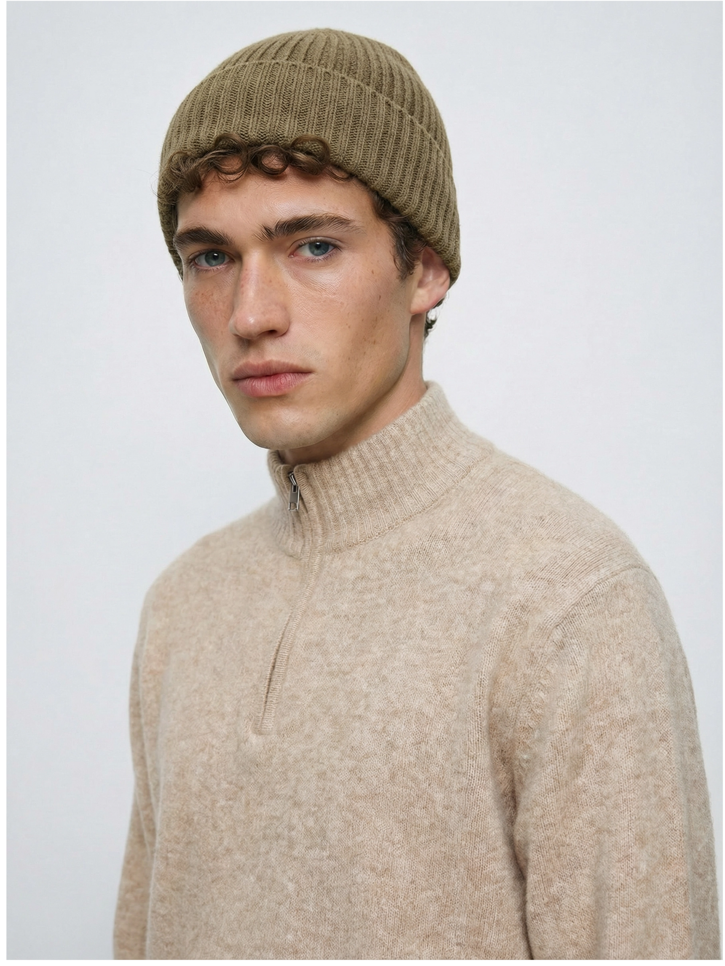 Merino Wool Blend Half-Zip Sweater