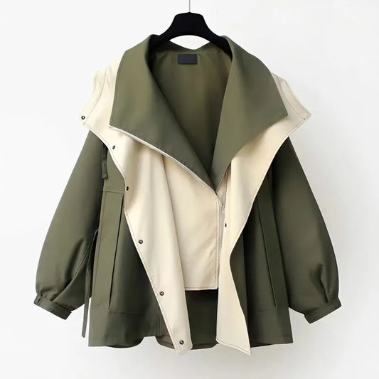 Viremont | Women's Hooded Oversized Trench Coat with Zip Front