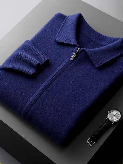 Salto Men's Merino Zip-Up Sweater – Smart Casual Knit