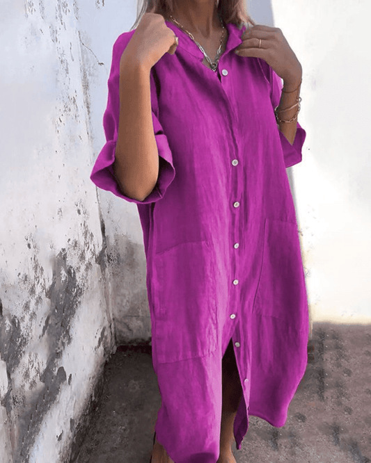 Relaxed Ibiza-style shirt dress for women | Natalie