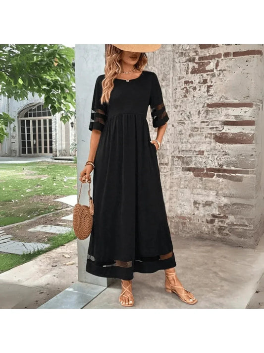 Empire waist flowy tummy coverage midi dress for women | Nadia