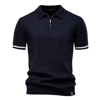 Torino Men's Quarter-Zip Polo Shirt – Short Sleeve Slim Fit