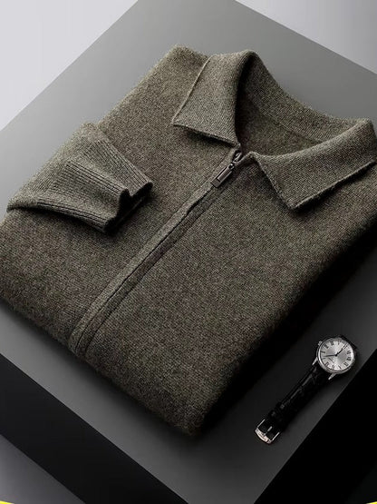 Salto Men's Merino Zip-Up Sweater – Smart Casual Knit