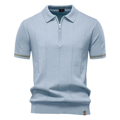Torino Men's Quarter-Zip Polo Shirt – Short Sleeve Slim Fit