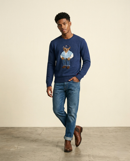 RL Polo Bear Denim Knit Sweater