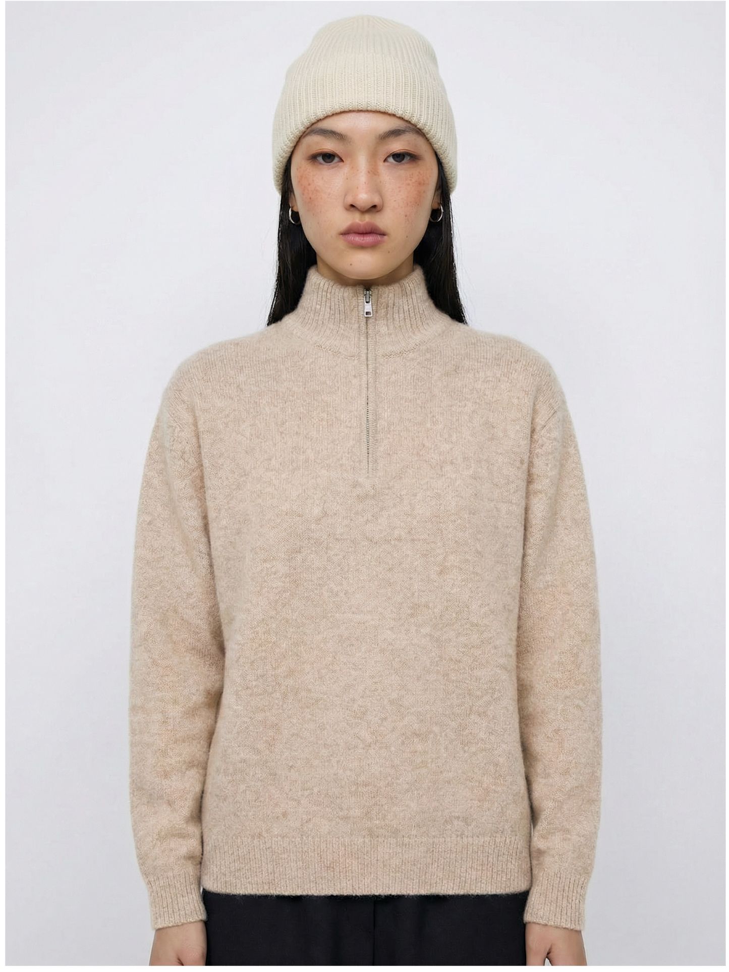 Merino Wool Blend Half-Zip Sweater