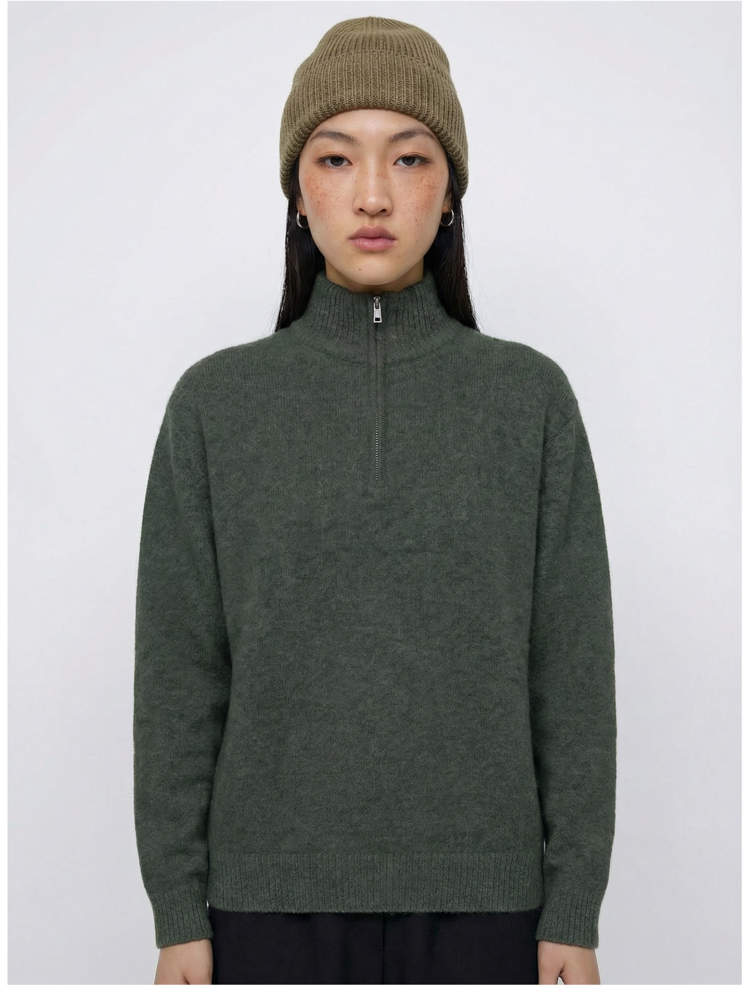 Merino Wool Blend Half-Zip Sweater