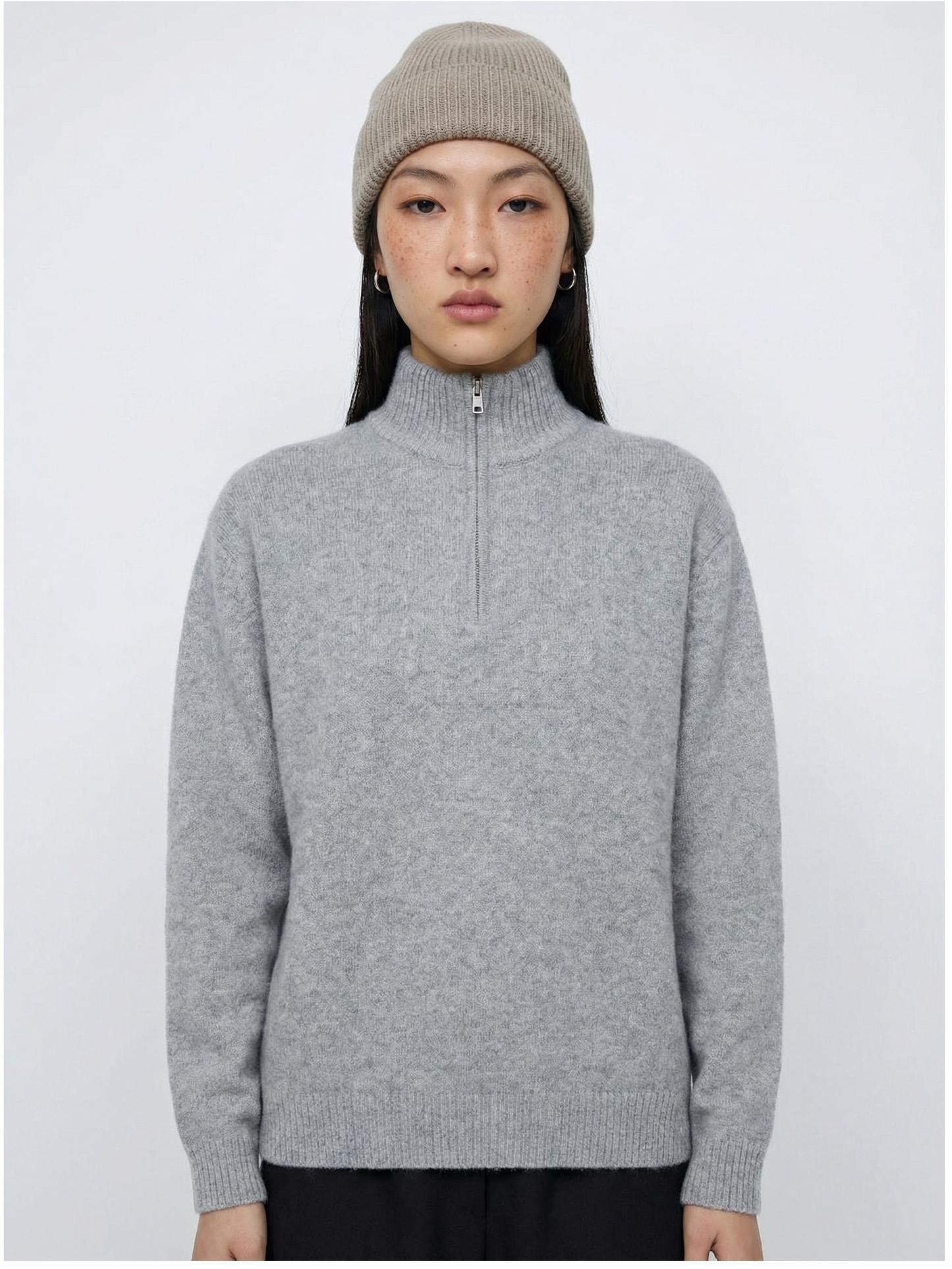 Merino Wool Blend Half-Zip Sweater