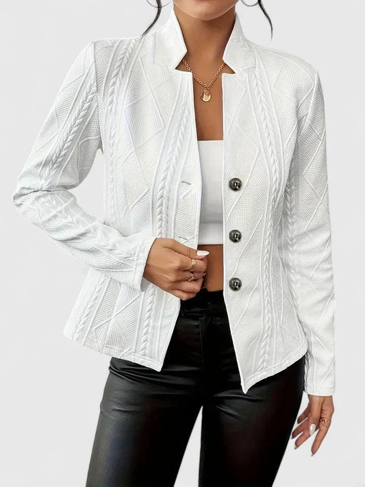 Virelle | Women's Textured Knit Stand Collar Jacket