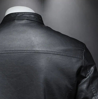 Nero Men's PU Leather Biker Jacket – Slim Fit Stand Collar